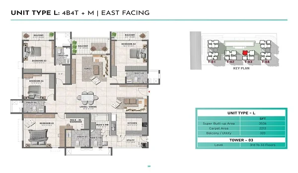 Prestige Clairemont 4 BHK Floor Plan